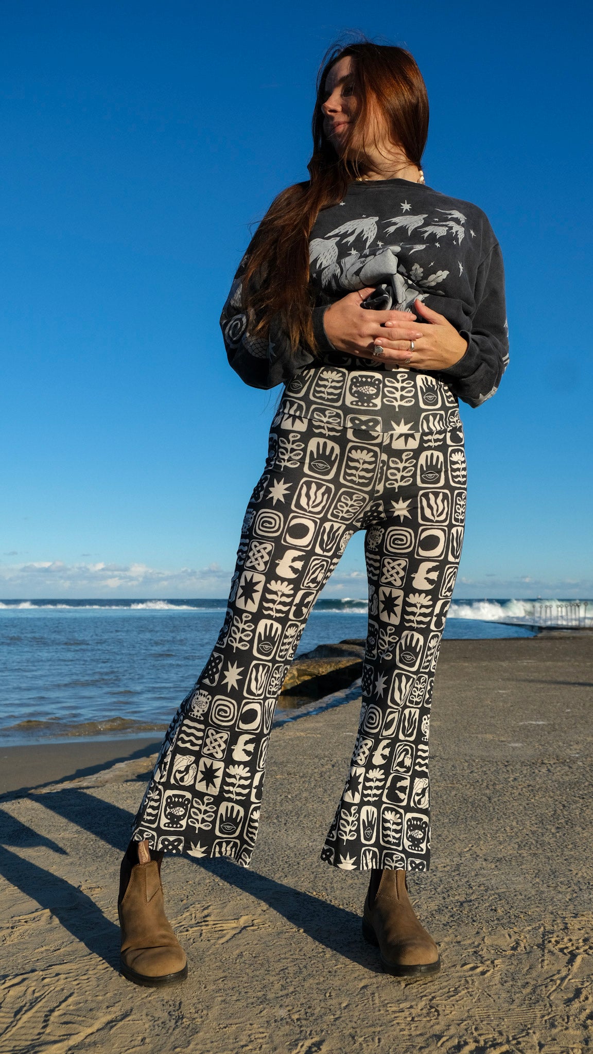 Cropped Flares - Charcoal Tiles