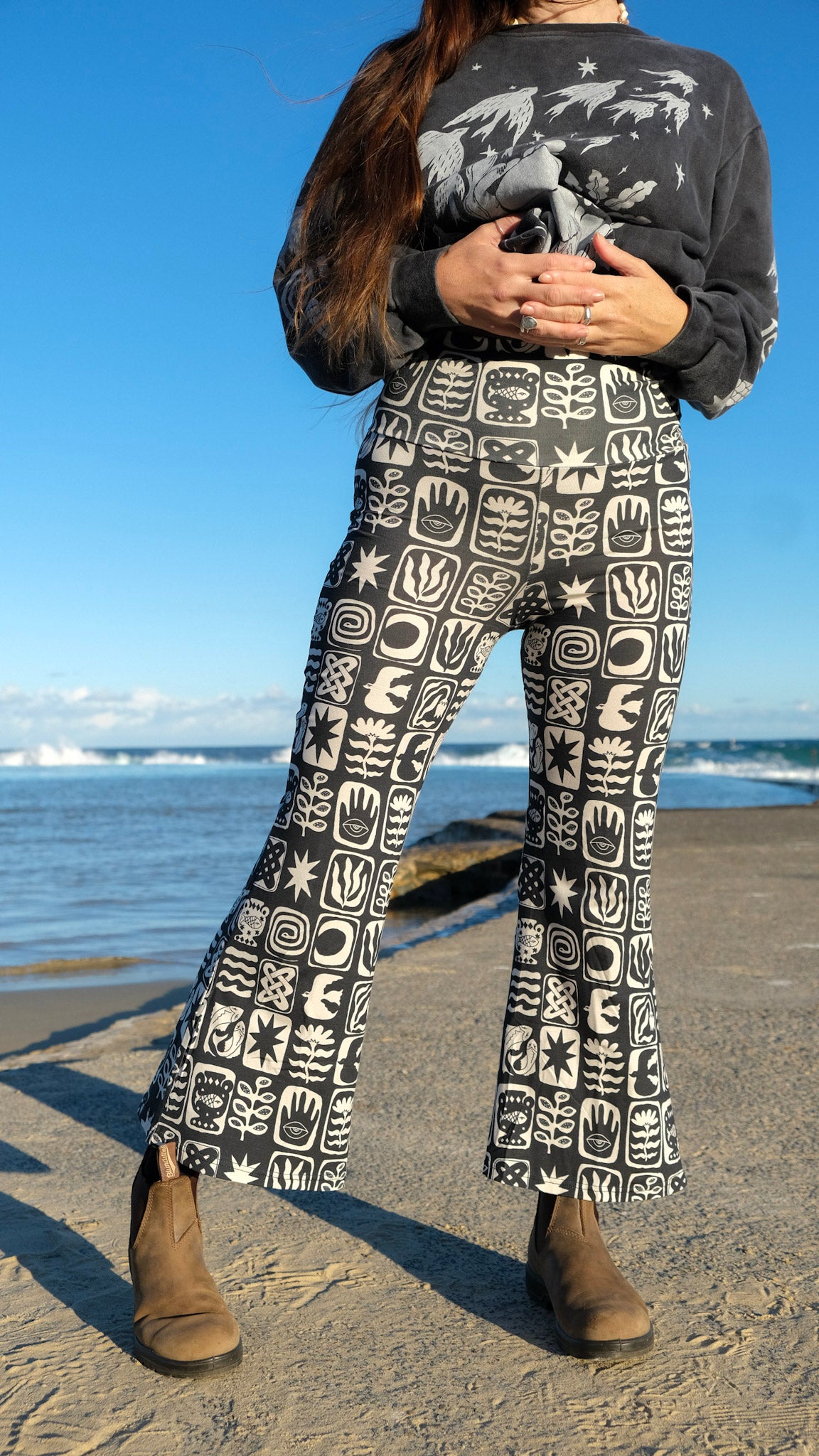 Cropped Flares - Charcoal Tiles