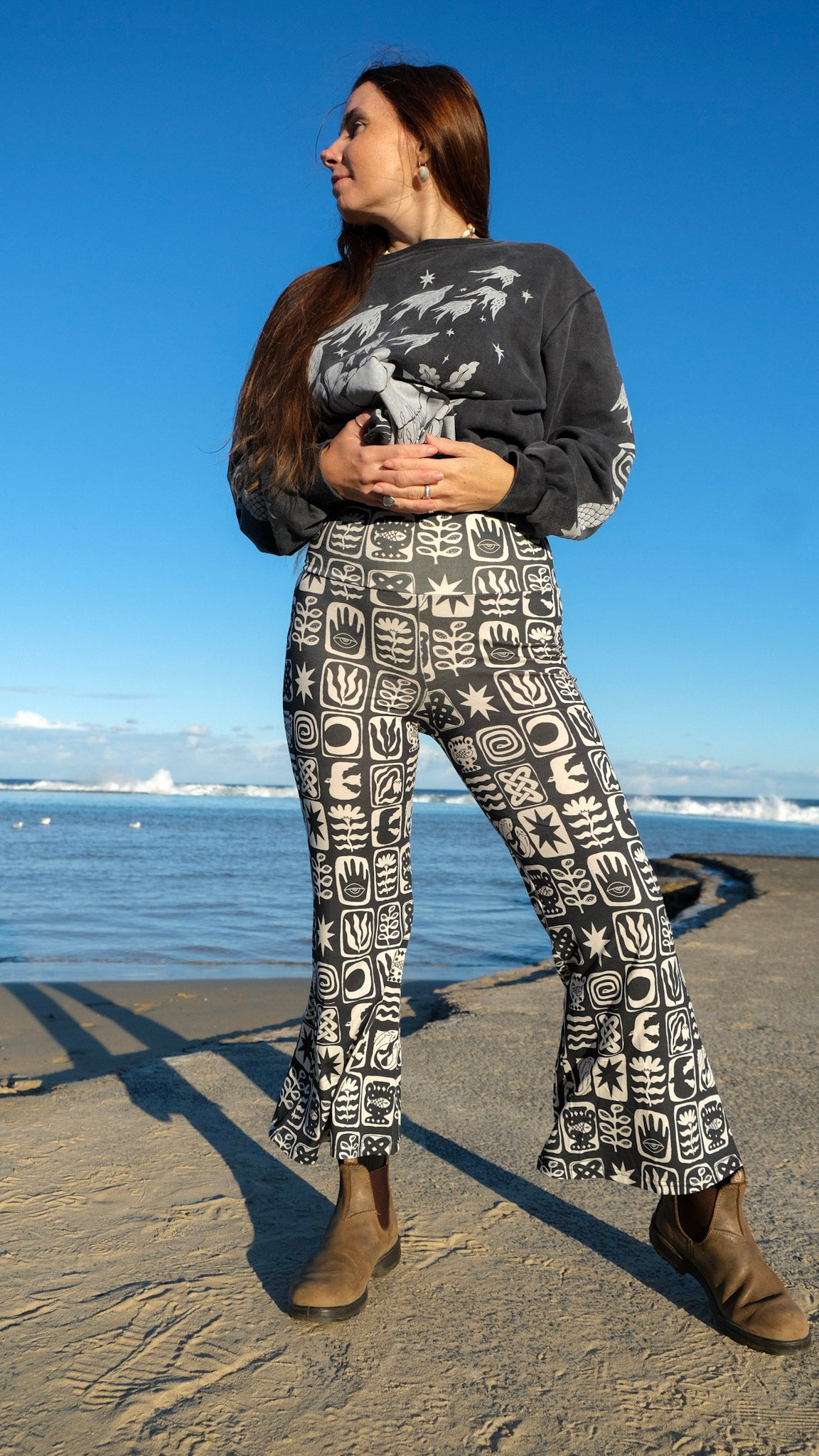 Cropped Flares - Charcoal Tiles