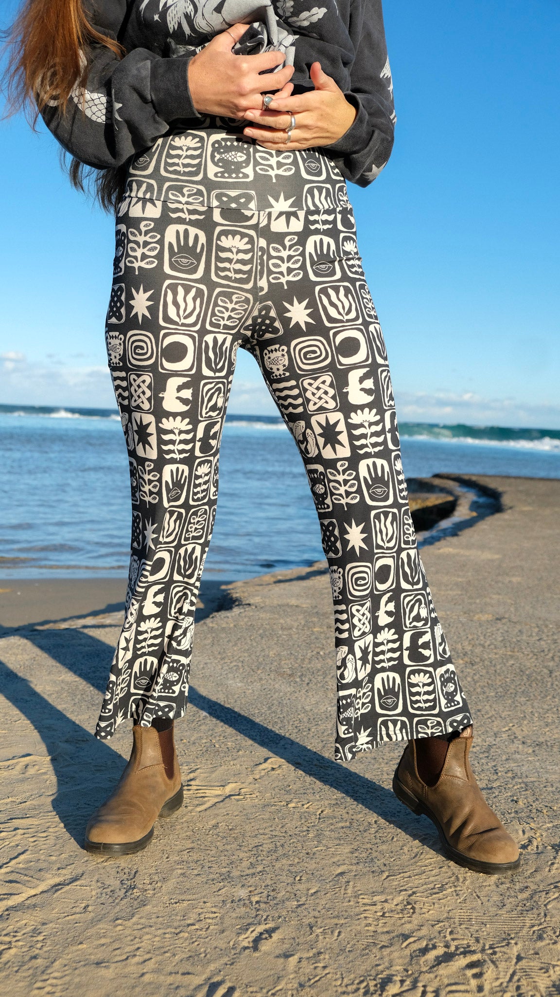 Cropped Flares - Charcoal Tiles