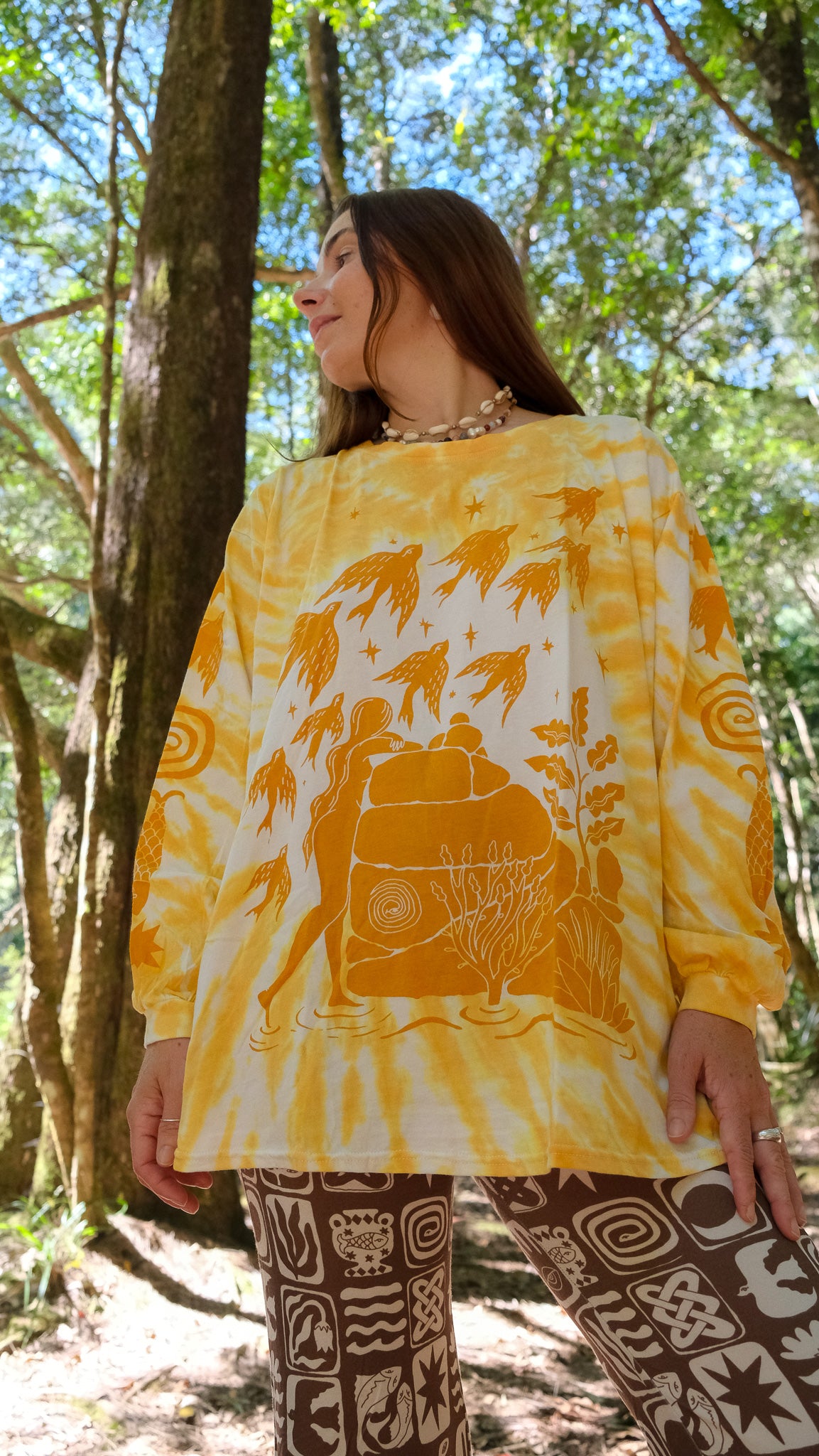 Pilbara Long Sleeve T-shirt - Yellow Ochre Tie Dye