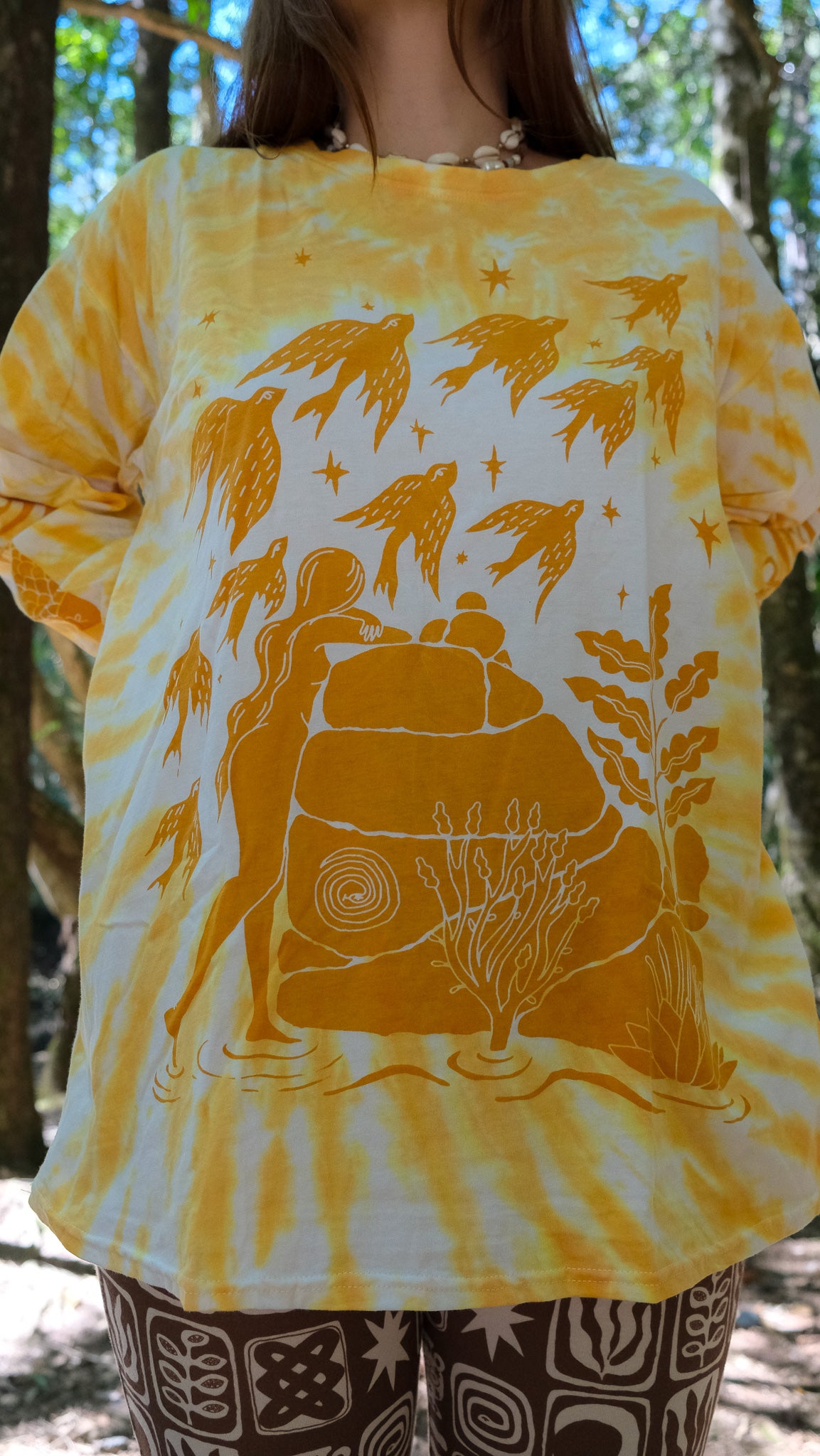 Pilbara Long Sleeve T-shirt - Yellow Ochre Tie Dye