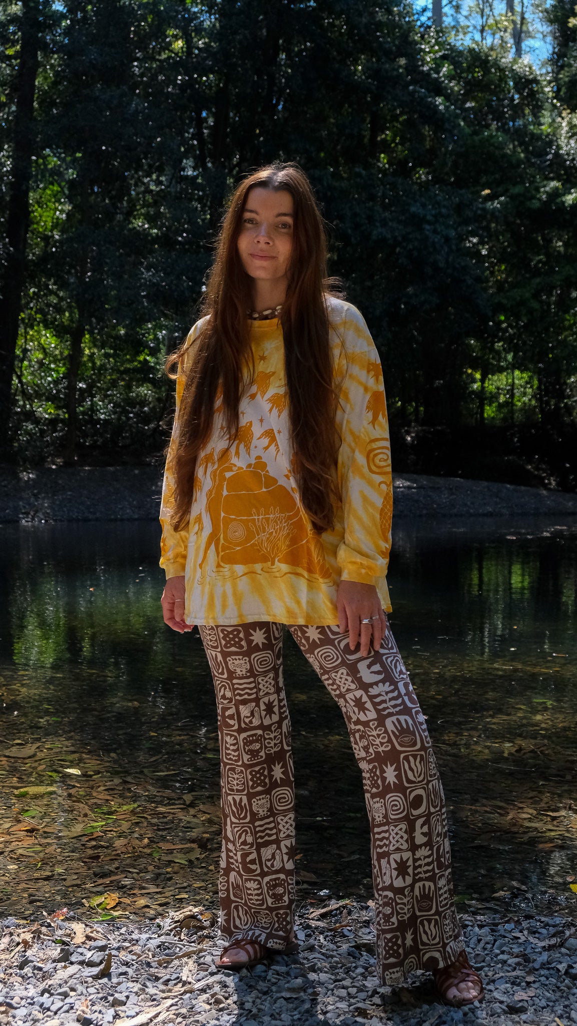 Pilbara Long Sleeve T-shirt - Yellow Ochre Tie Dye