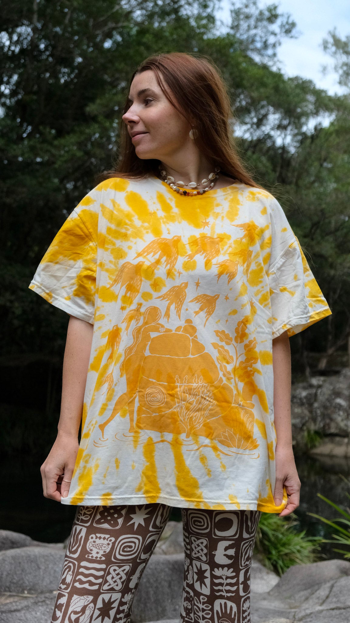 Pilbara Oversized T-shirt - Yellow Ochre Tie Dye