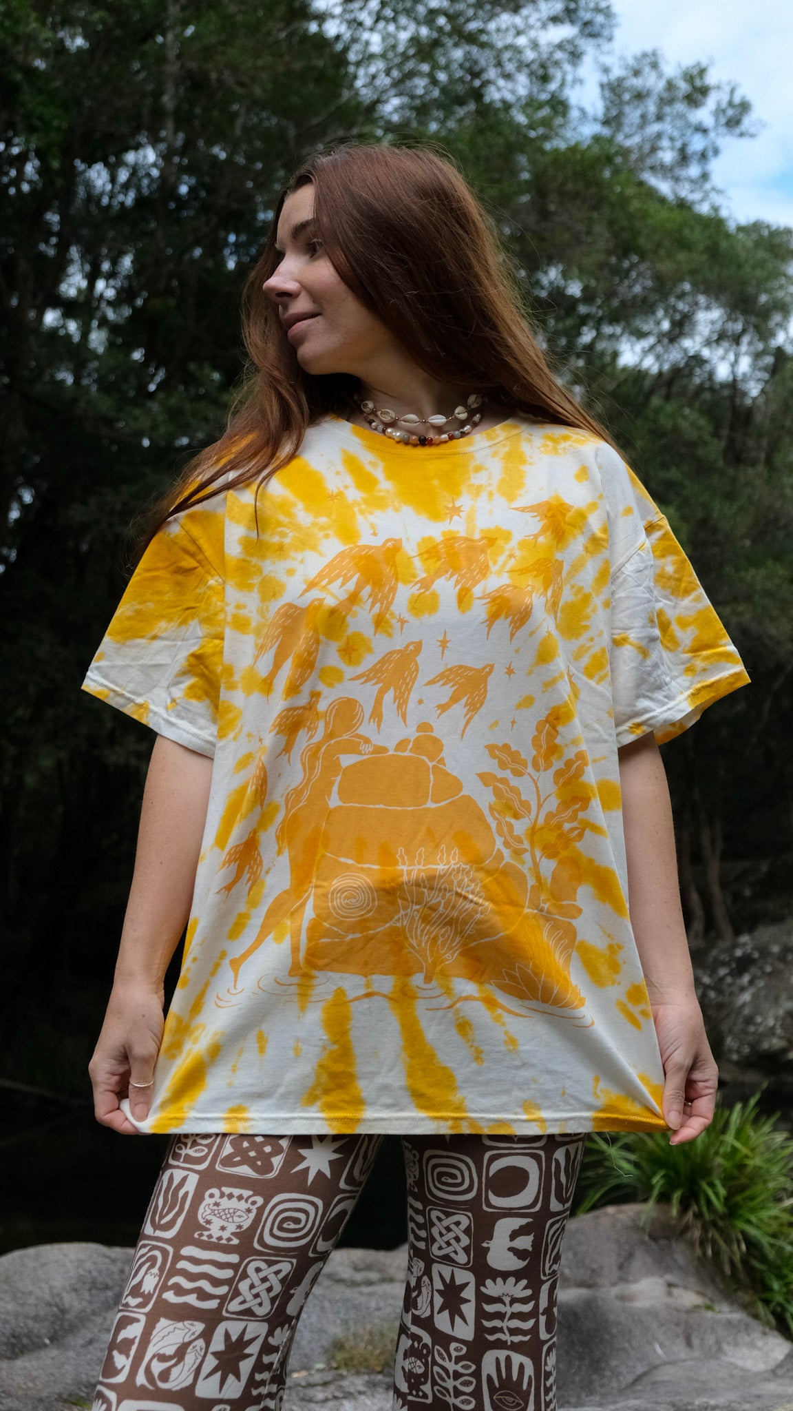Pilbara Oversized T-shirt - Yellow Ochre Tie Dye