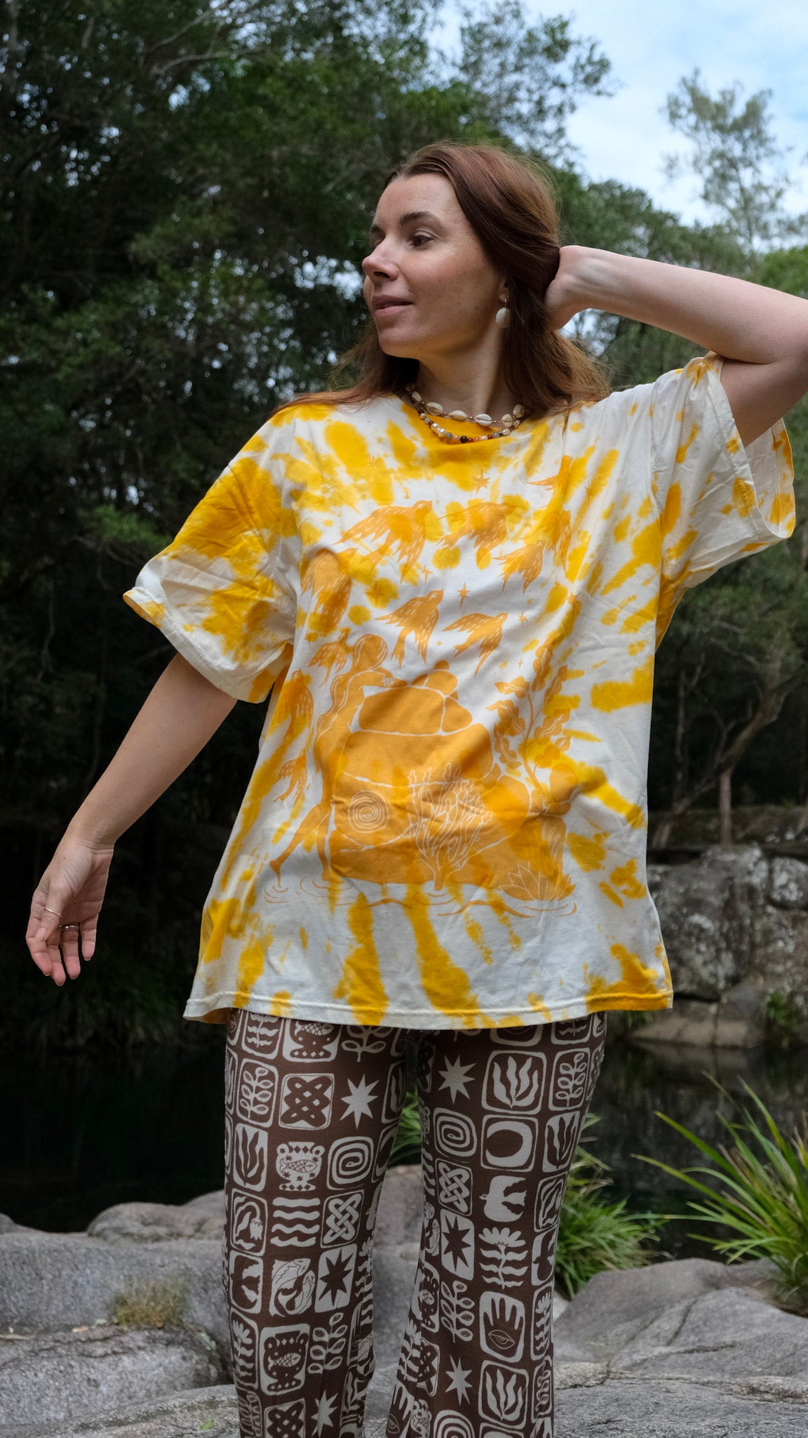 Pilbara Oversized T-shirt - Yellow Ochre Tie Dye