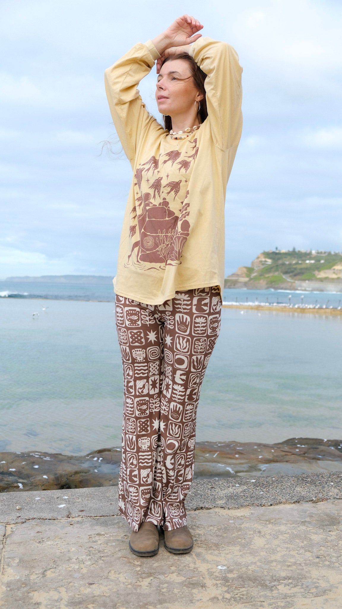 Long Flares - Chocolate Brown Tiles