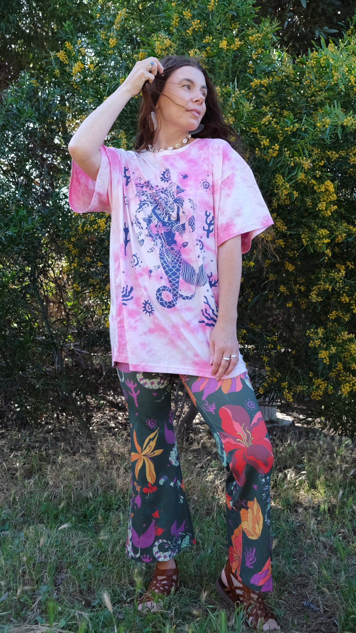 Cropped Flares - Forest Green Mermaids