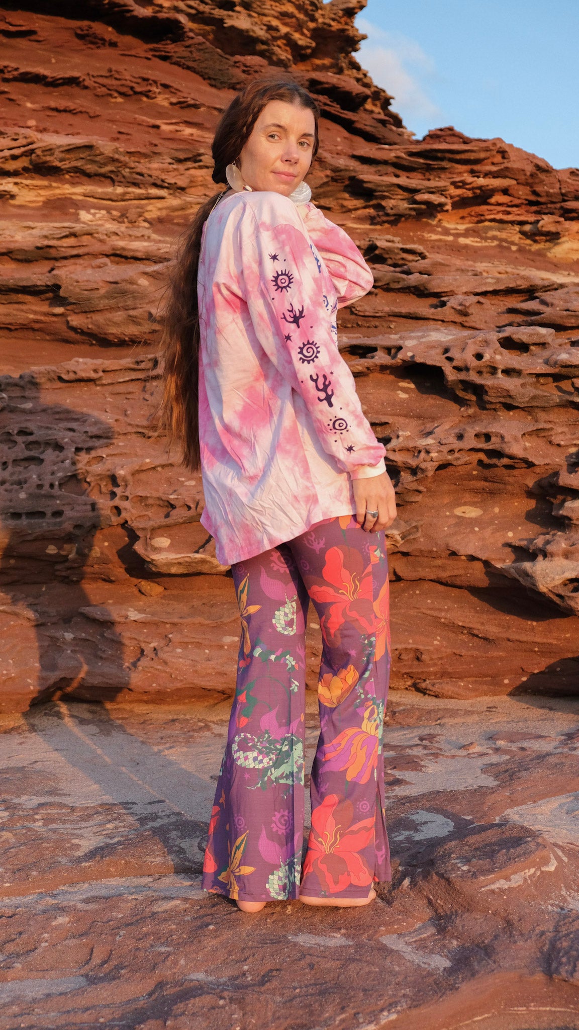 Celtic Mermaid Long Sleeve T-shirt - Pink Tie Dye