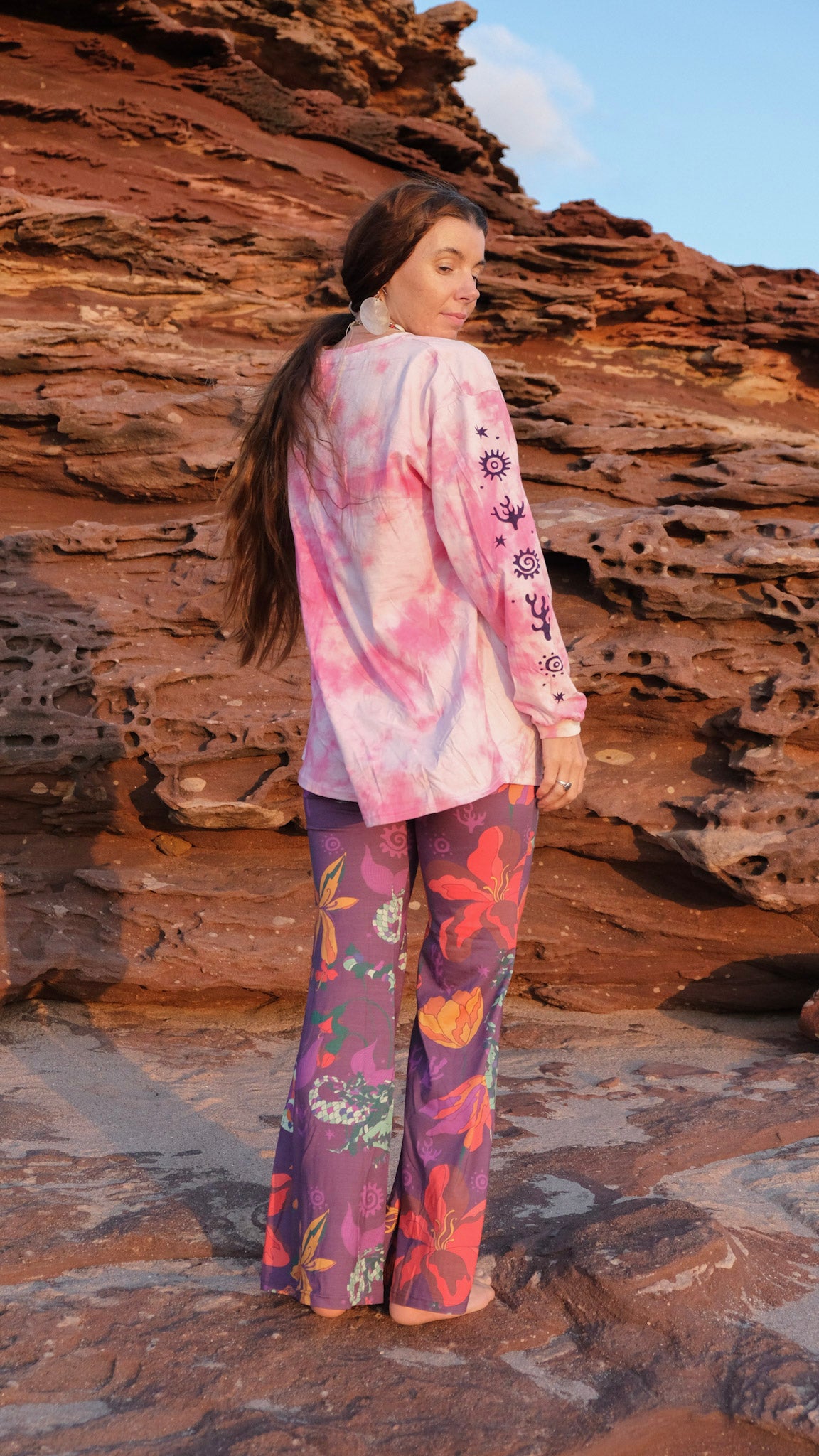 Celtic Mermaid Long Sleeve T-shirt - Pink Tie Dye