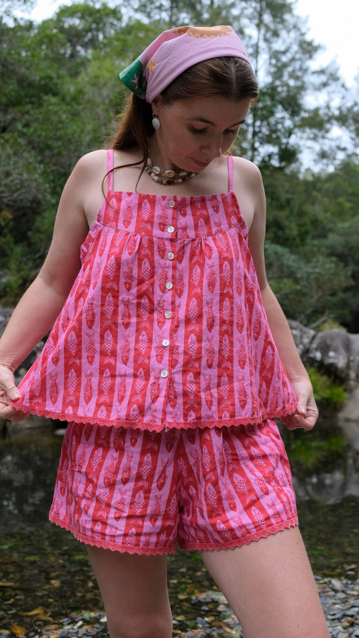 Bonnie Swing Top - Pink Fish