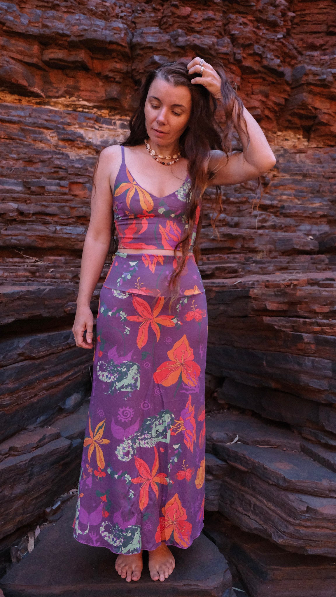 V-Neck Singlet - Plum Mermaids