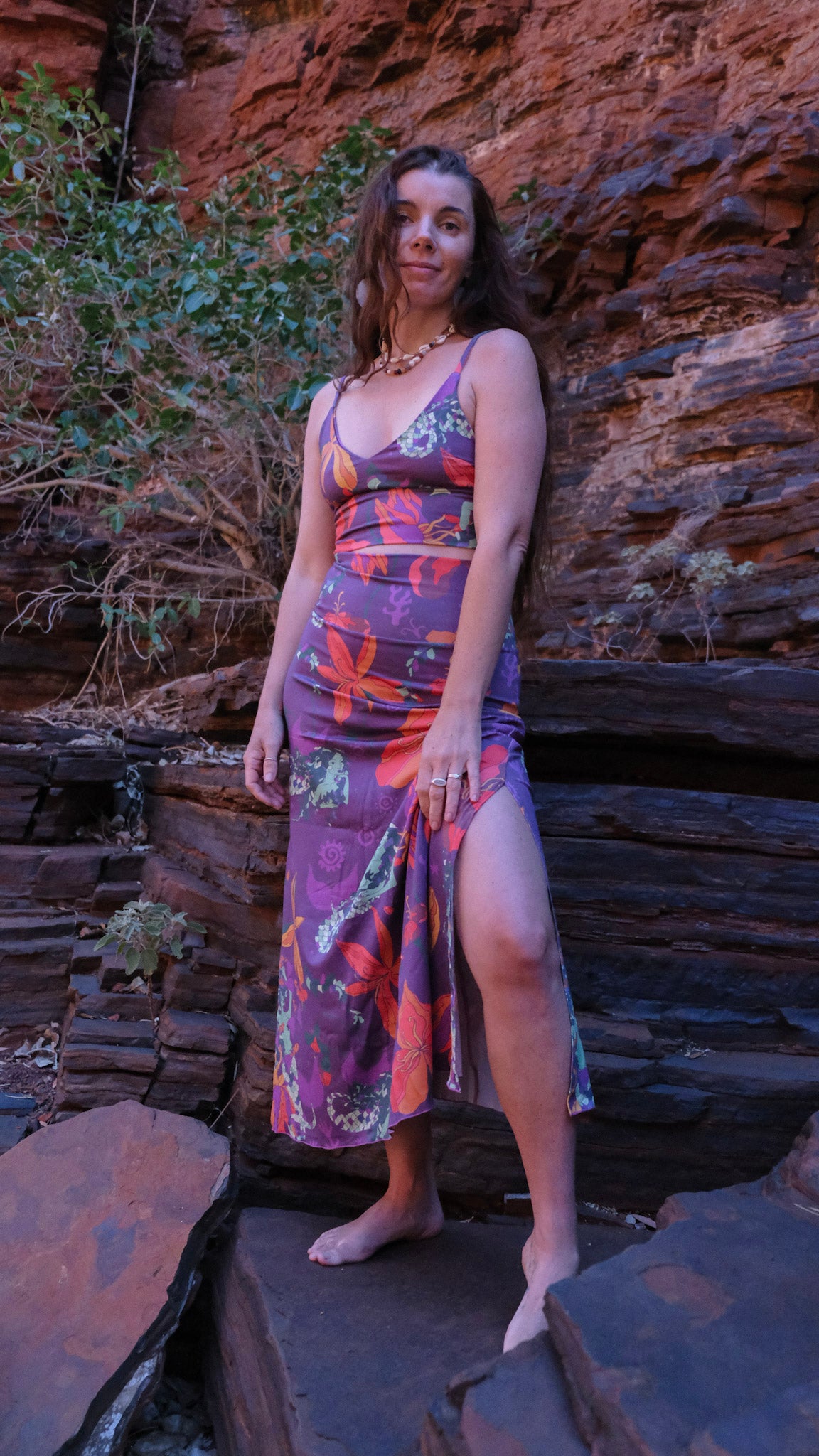 V-Neck Singlet - Plum Mermaids