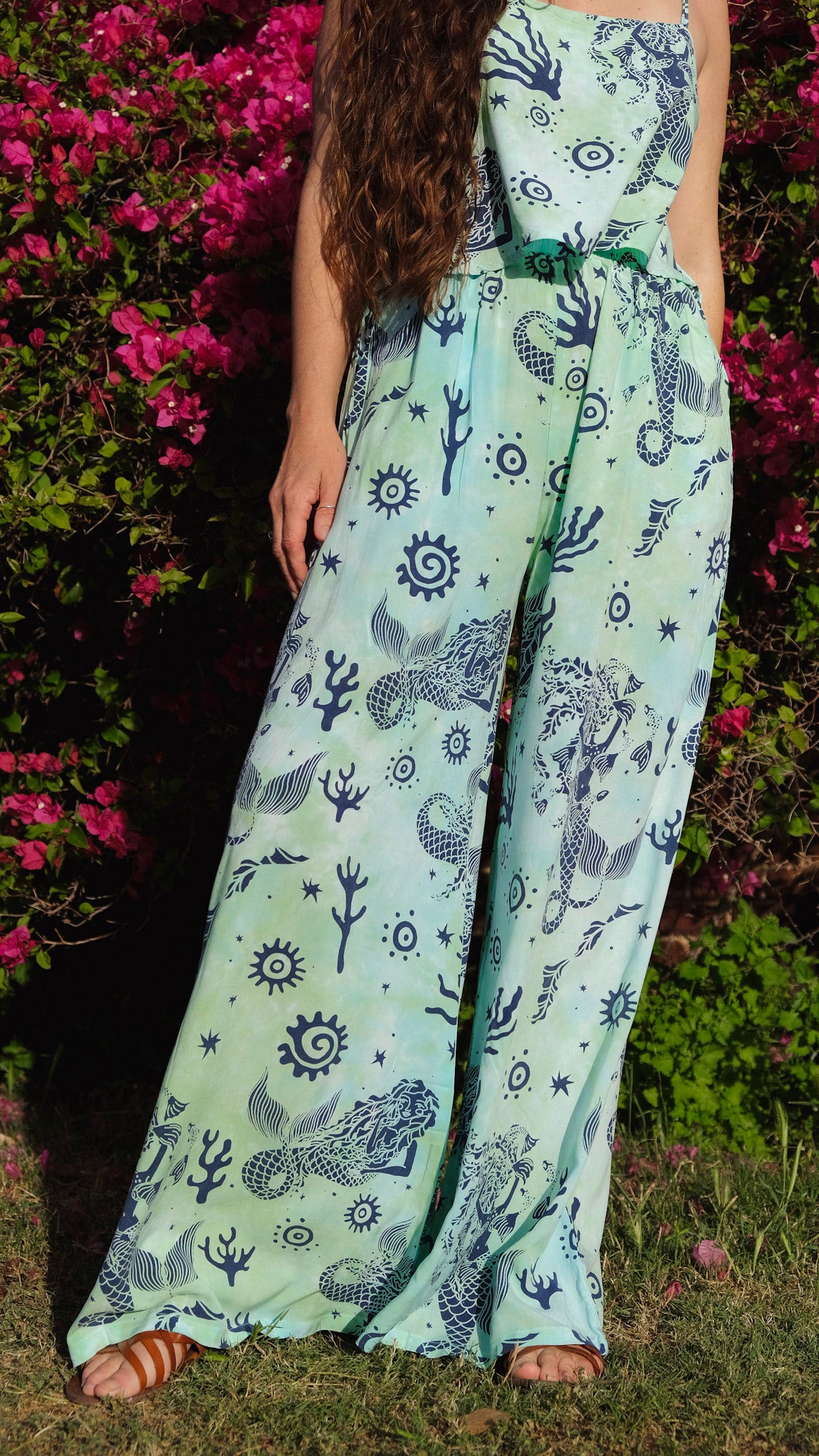 LONG Wide Leg Palazzo Pants - Sea Glass Green - Mermaids