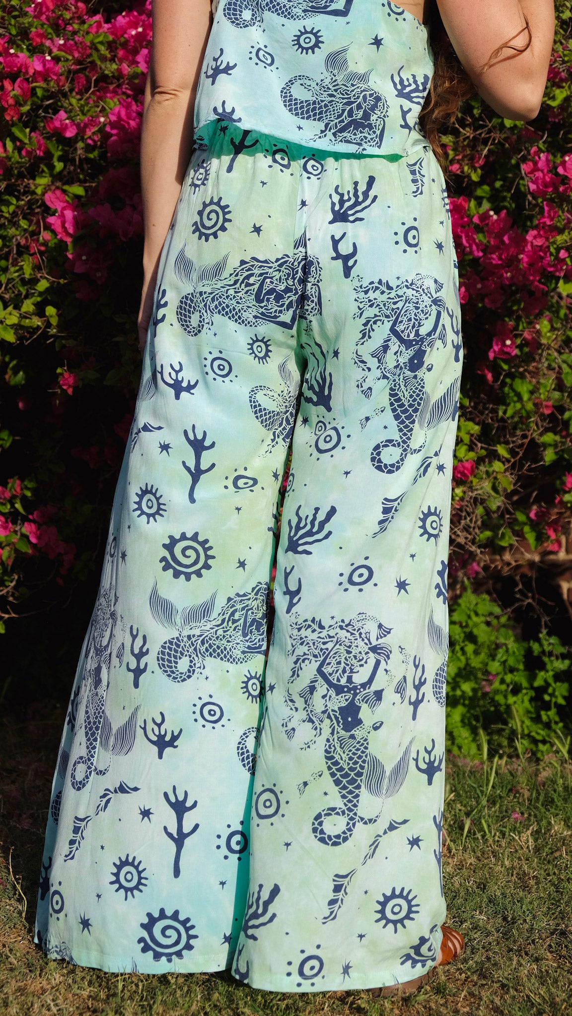LONG Wide Leg Palazzo Pants - Sea Glass Green - Mermaids