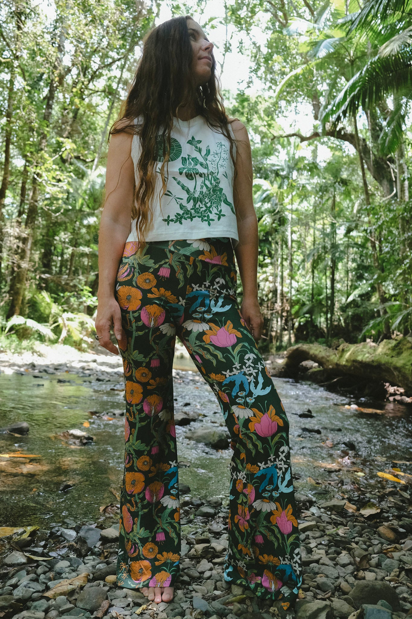 Sleeveless Crop Tee - Sun Worship - Natural white