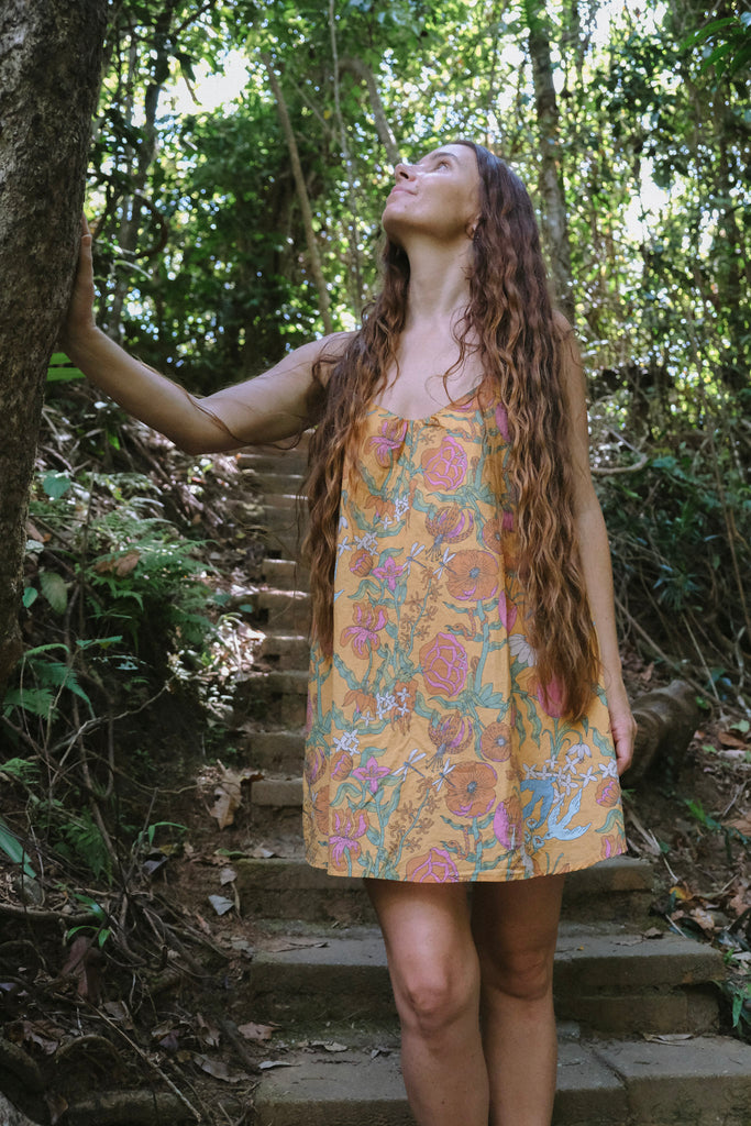 Lucia Mini Dress - Witch's Garden - Sunny Yellow