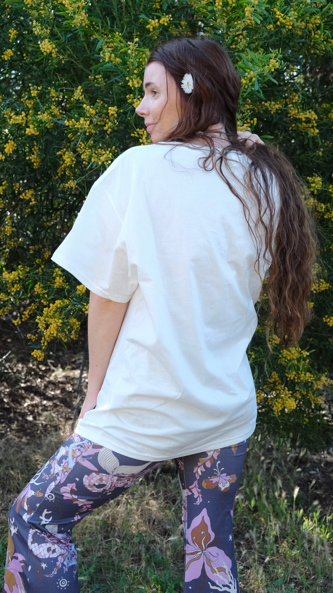 Charcoal Celtic Mermaid T-shirt - Natural White