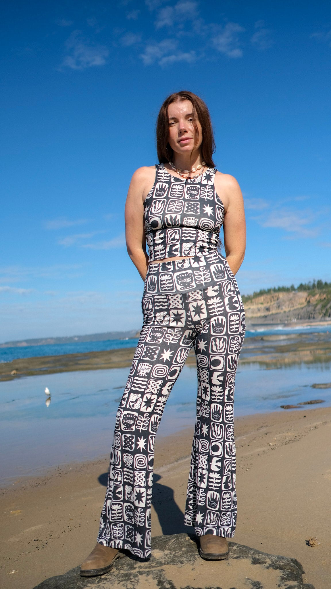 Mini Singlet - Charcoal Tiles