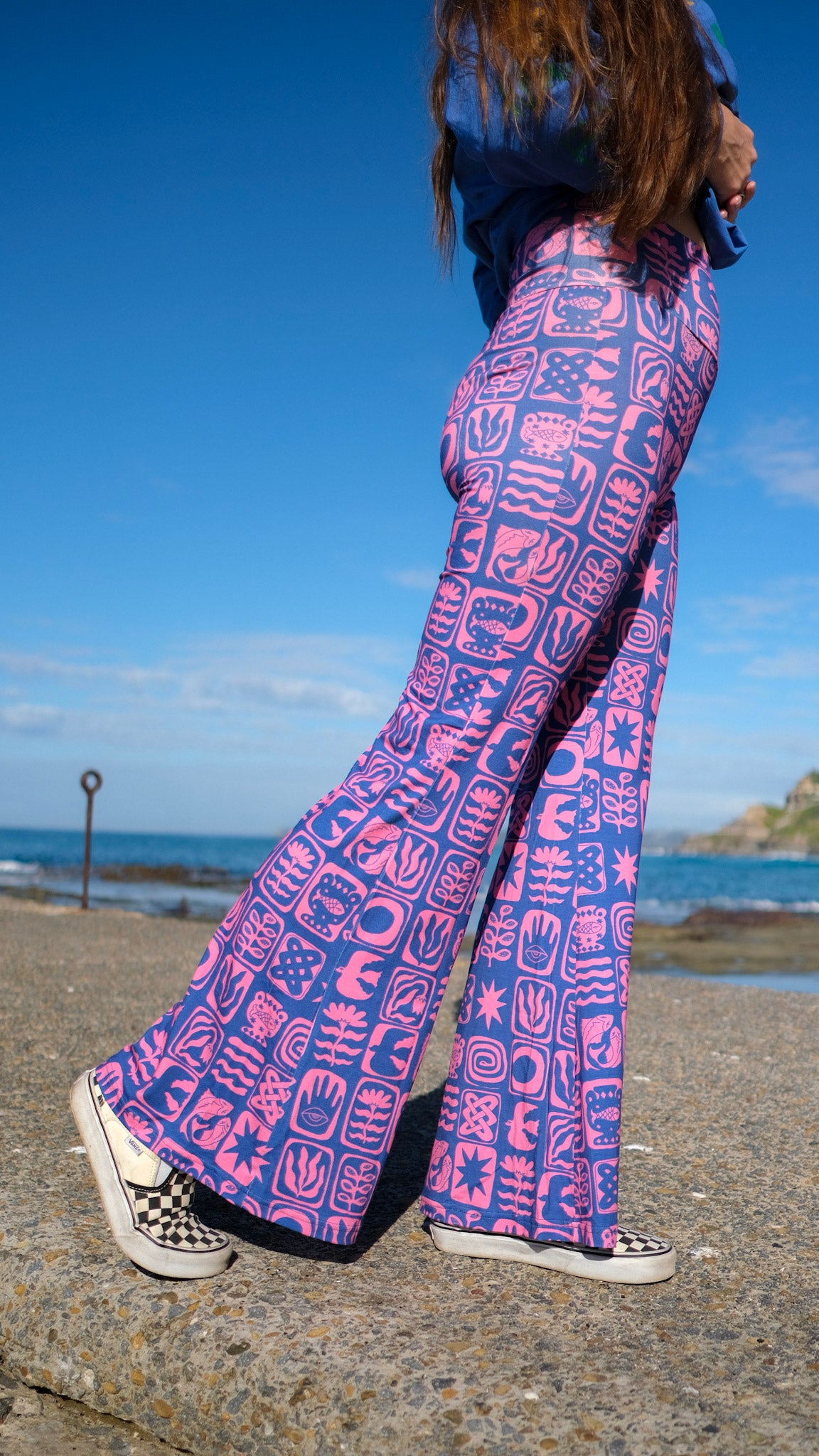 Long Flares - Cobalt Pink Tiles