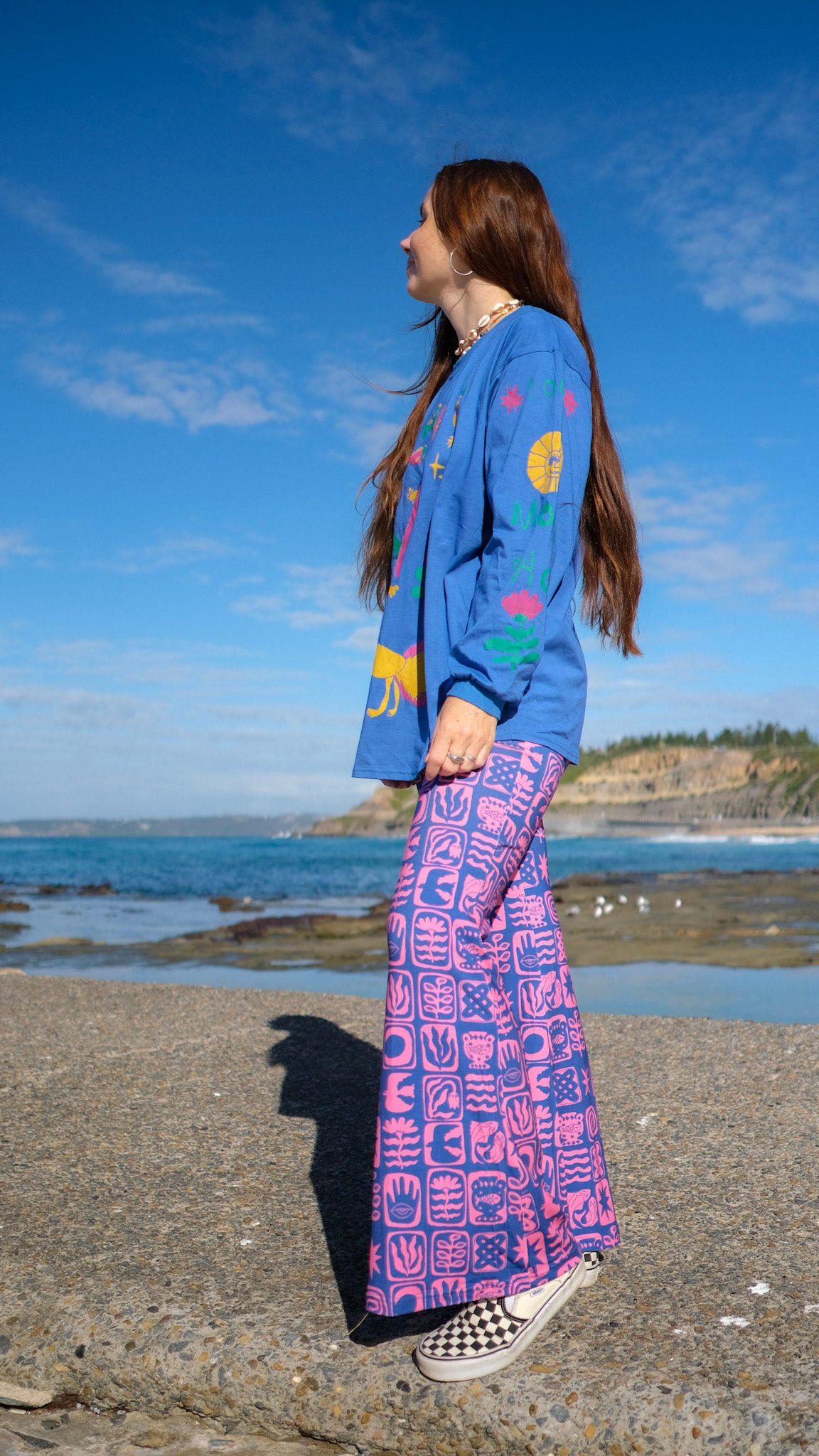 Long Flares - Cobalt Pink Tiles