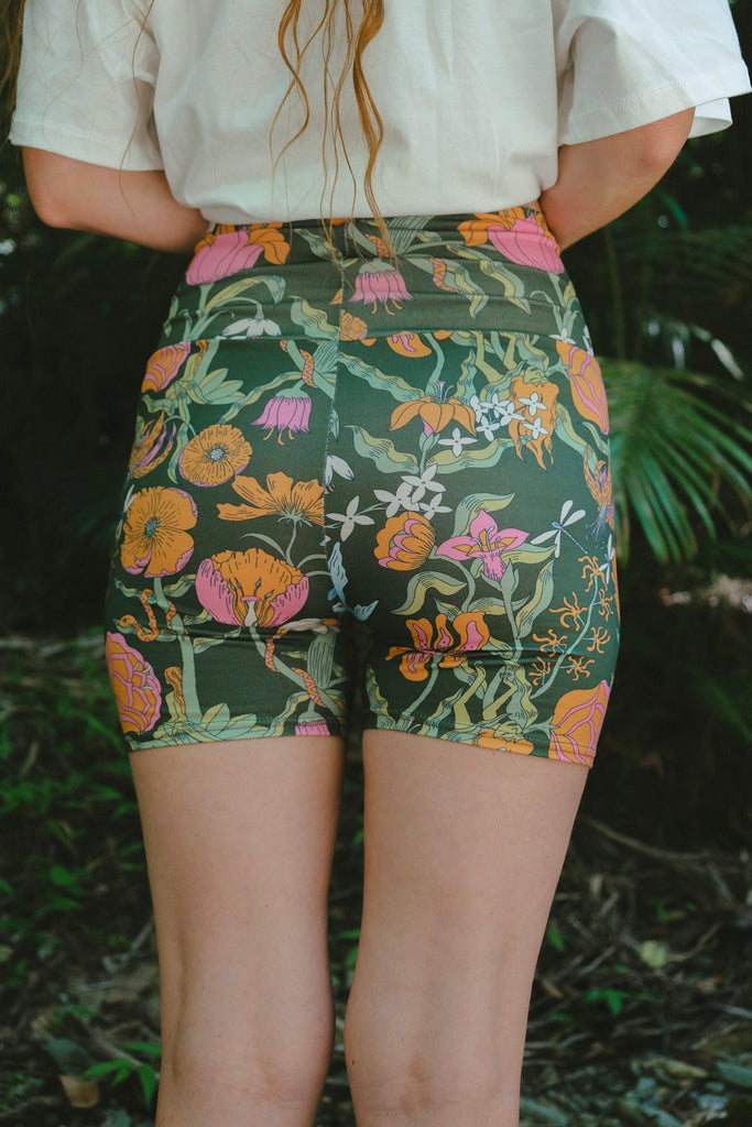 Bike Shorts - Witch's Garden - Forest Green