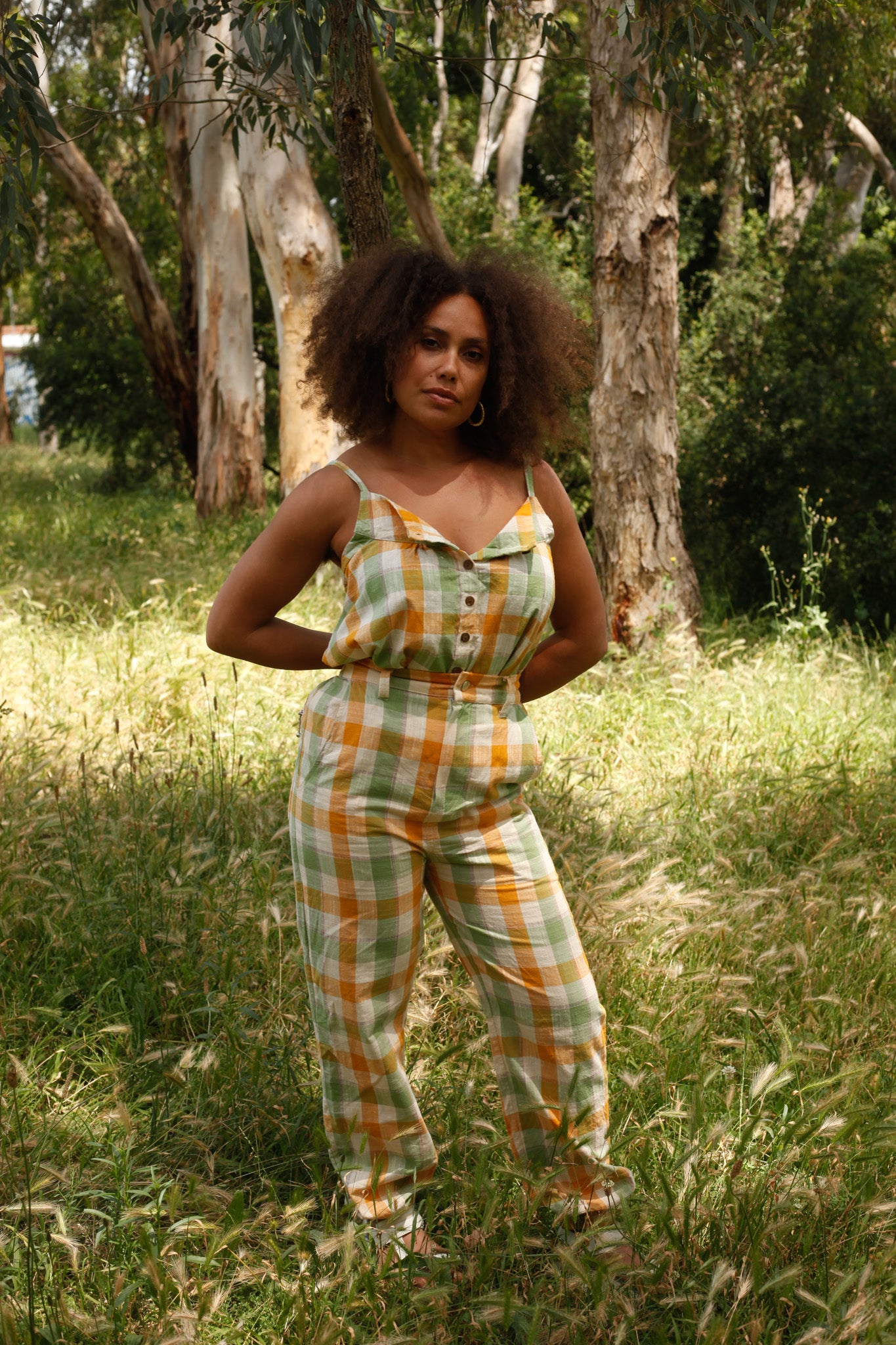 Yellow Green Gingham Swing Top