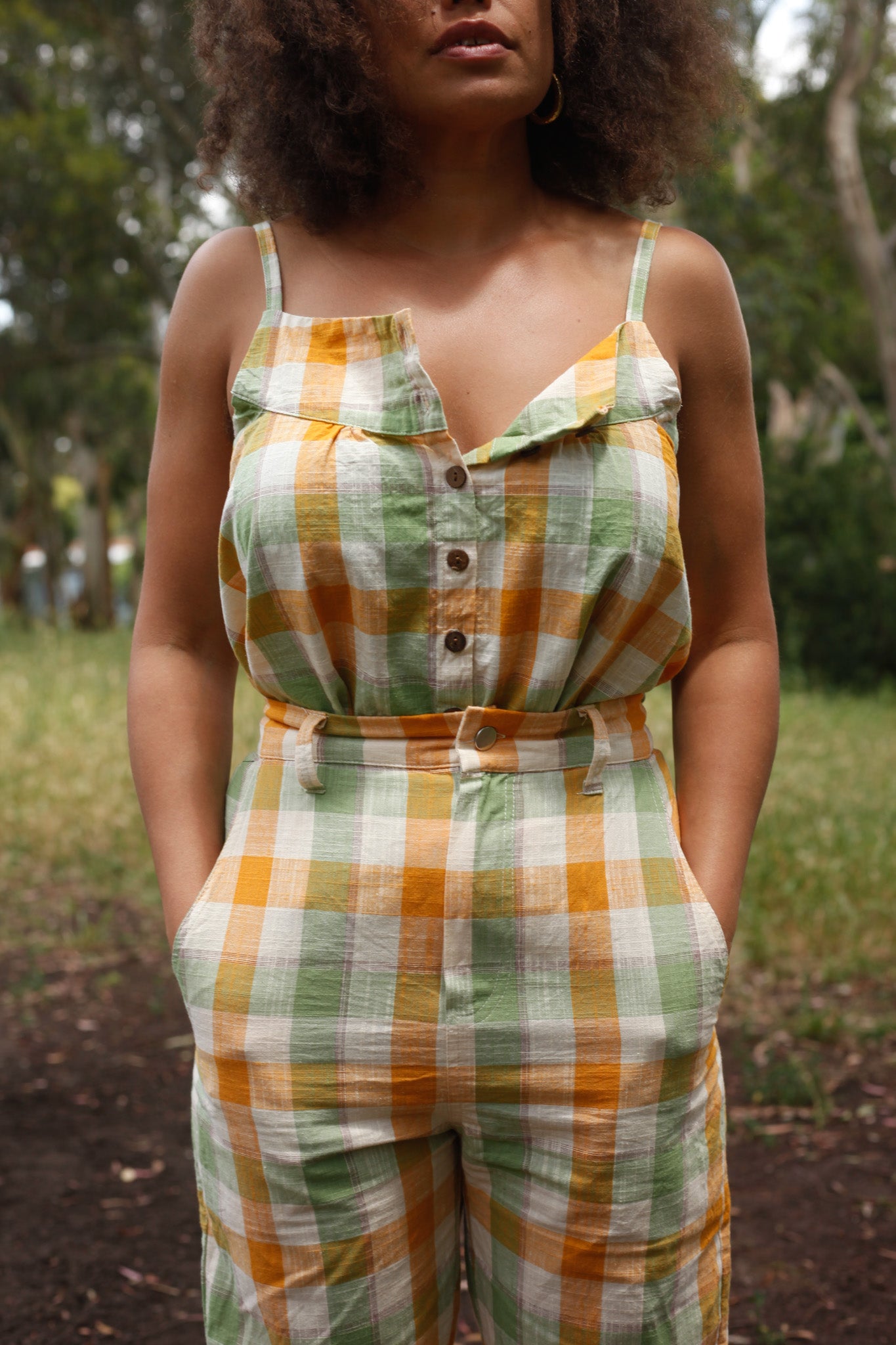 Yellow Green Gingham Swing Top
