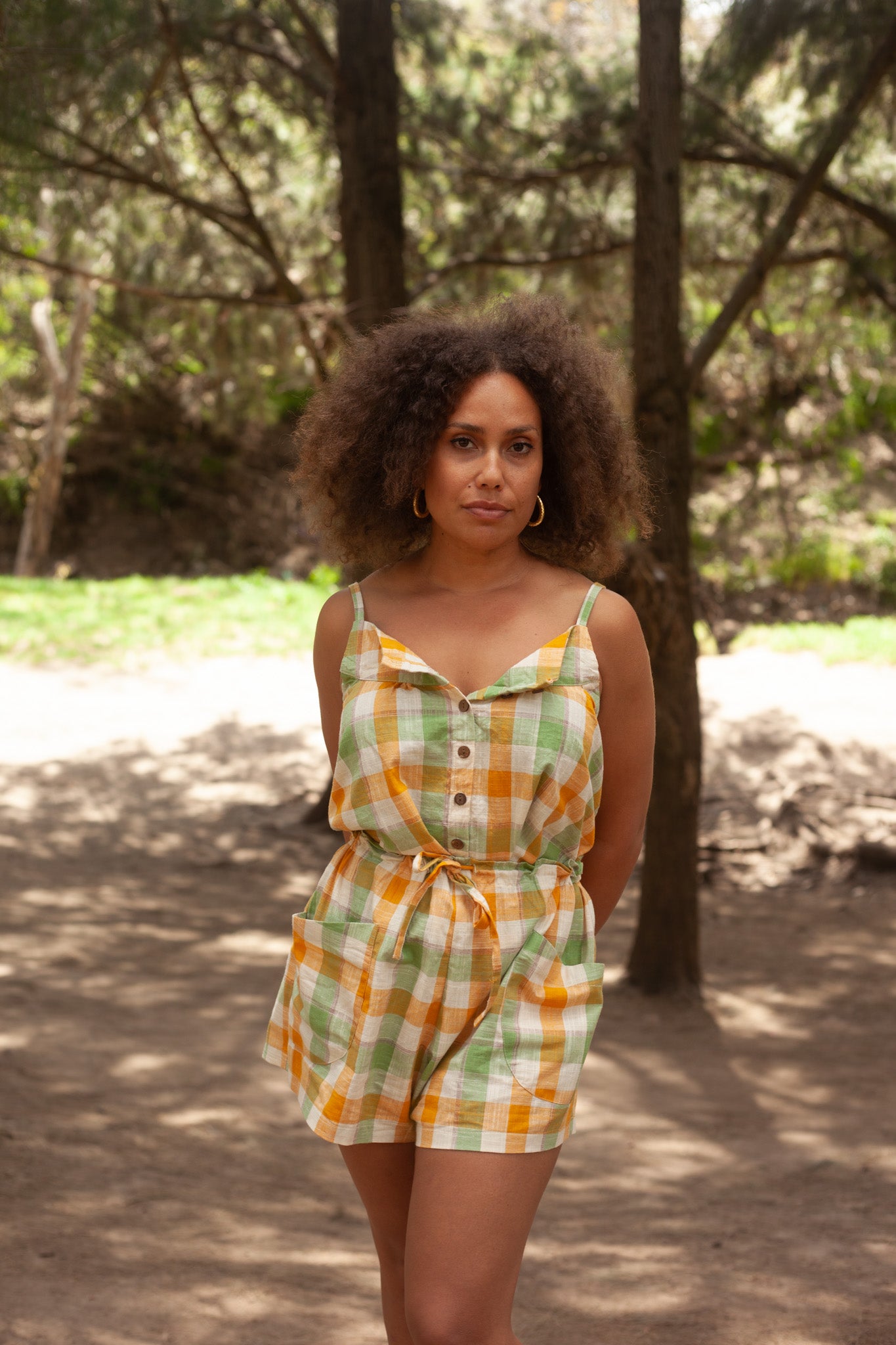 Yellow Green Gingham Swing Top