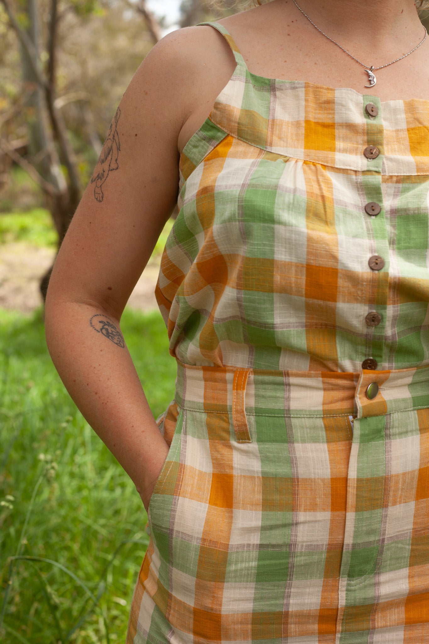 Yellow Green Gingham Swing Top