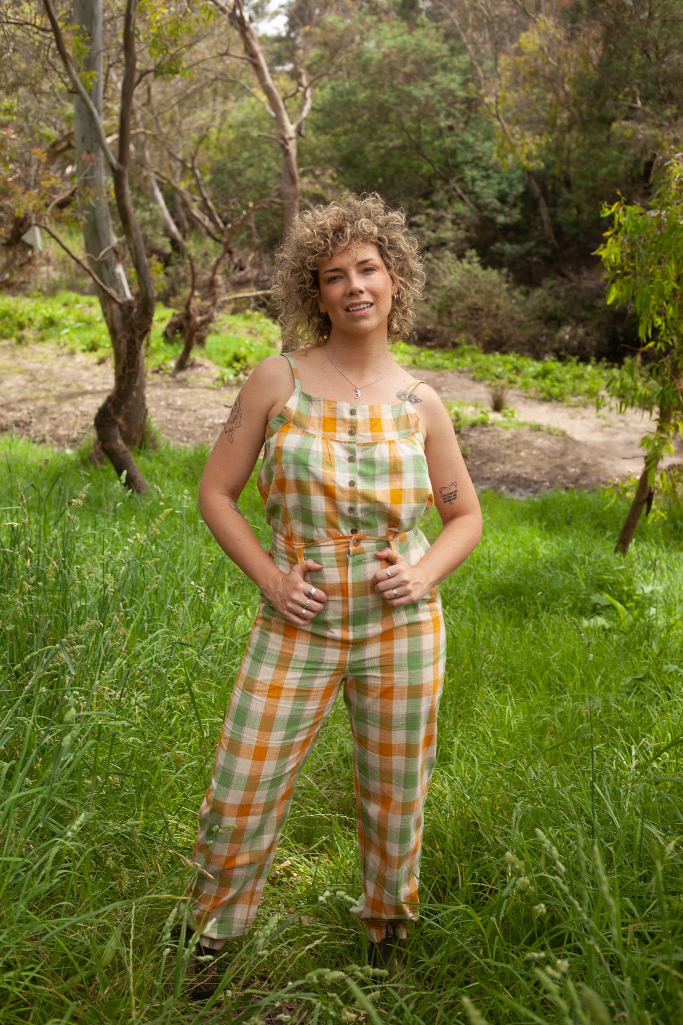 Yellow Green Gingham Swing Top