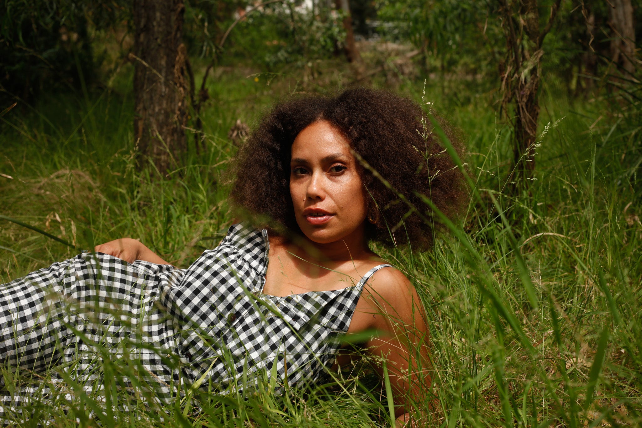 Black Gingham Swing Top