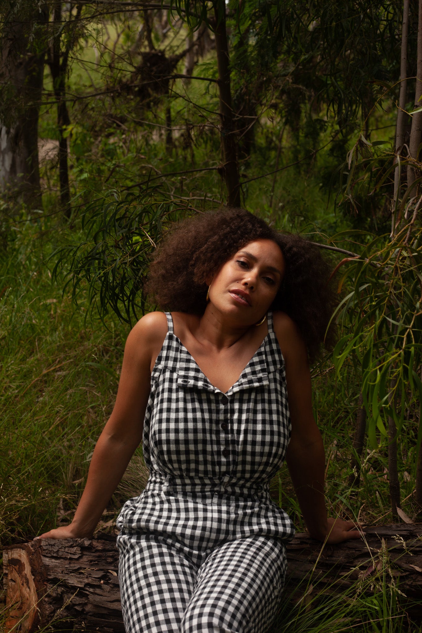 Black Gingham Swing Top