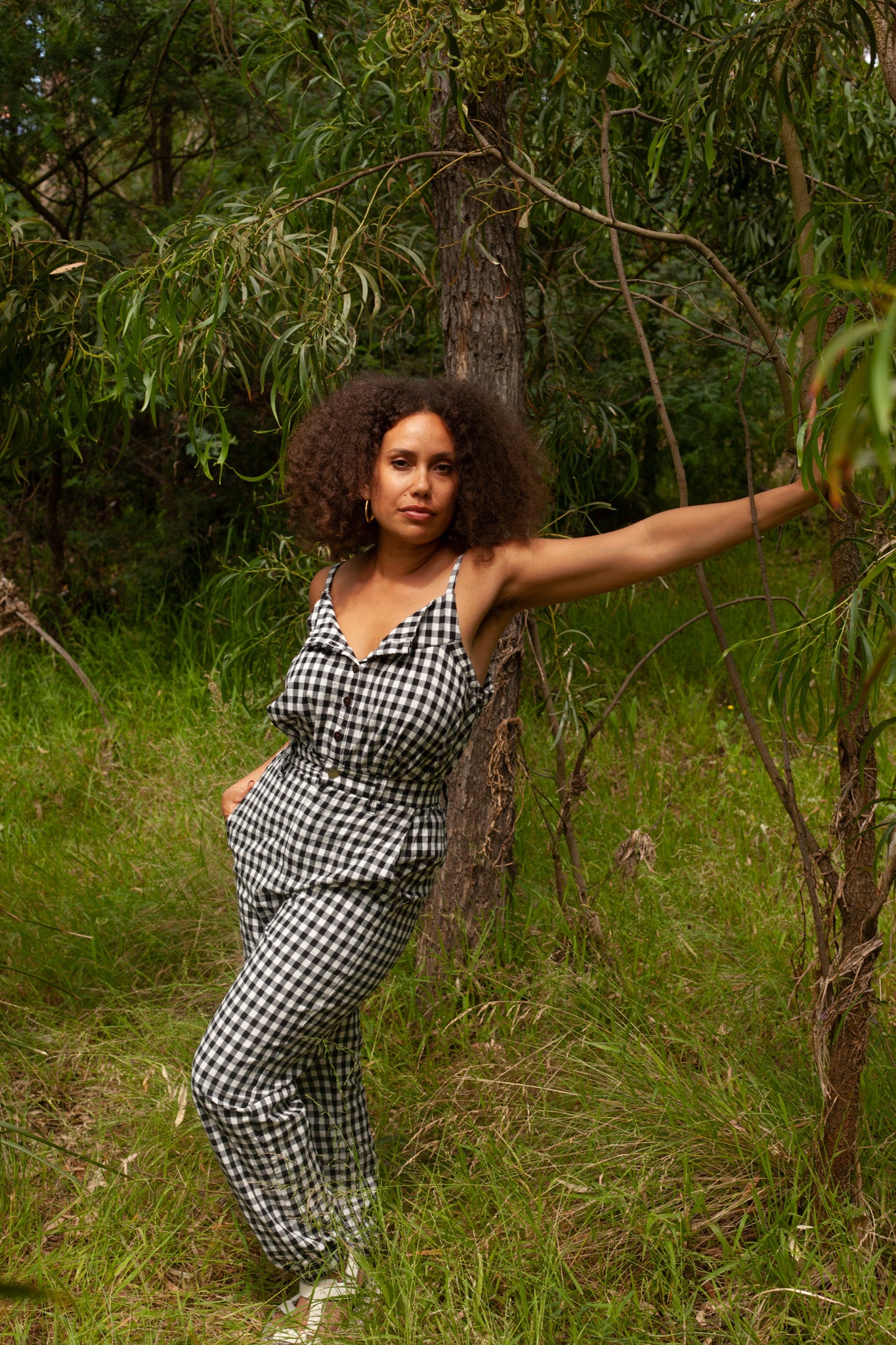 Black Gingham Swing Top