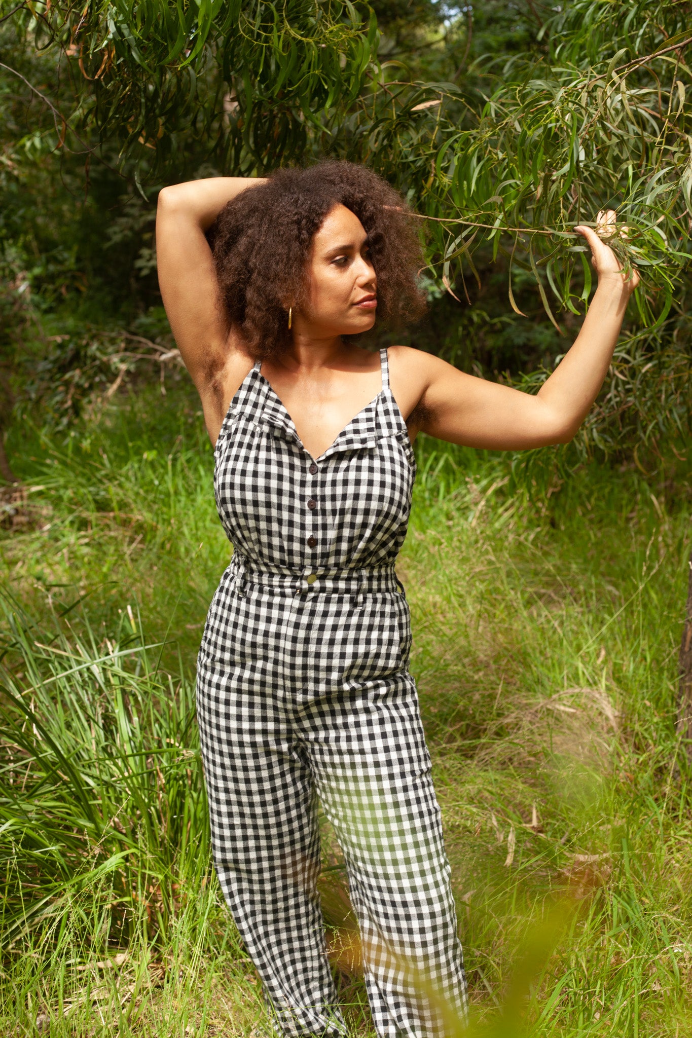 Black Gingham Swing Top