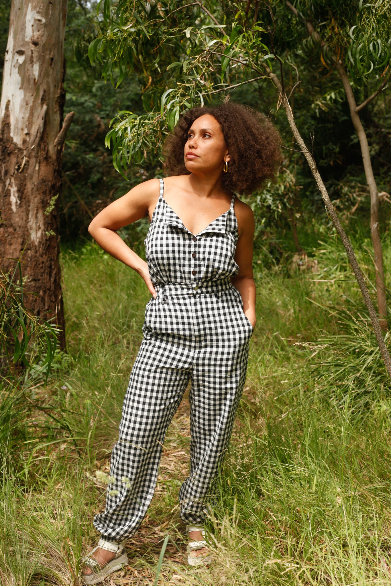 Black Gingham Swing Top