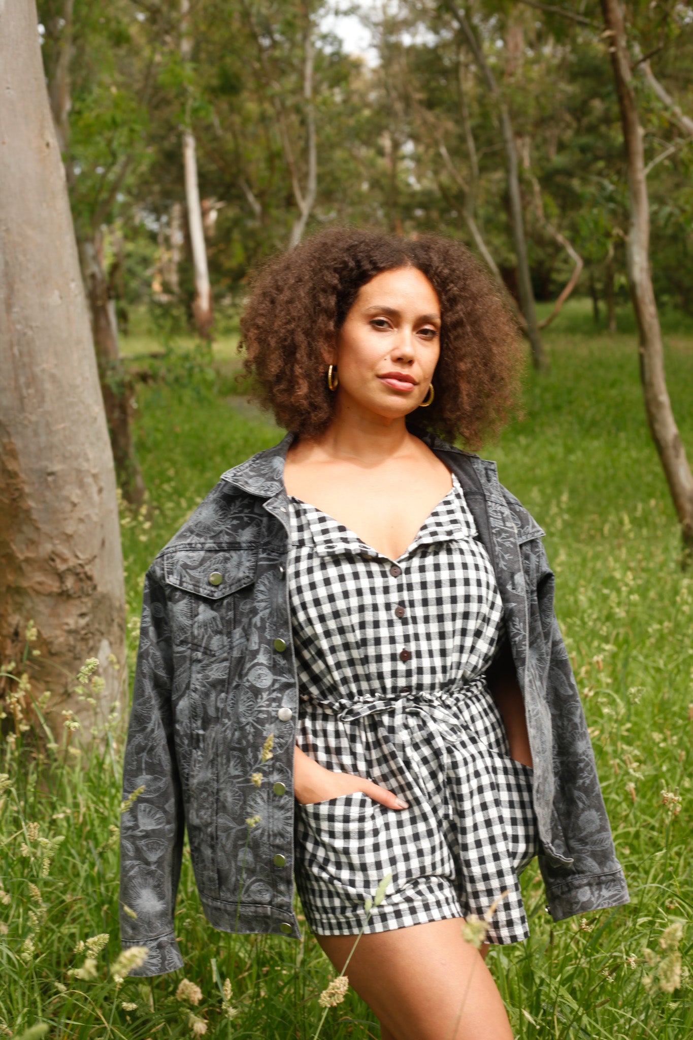 Black Gingham Swing Top