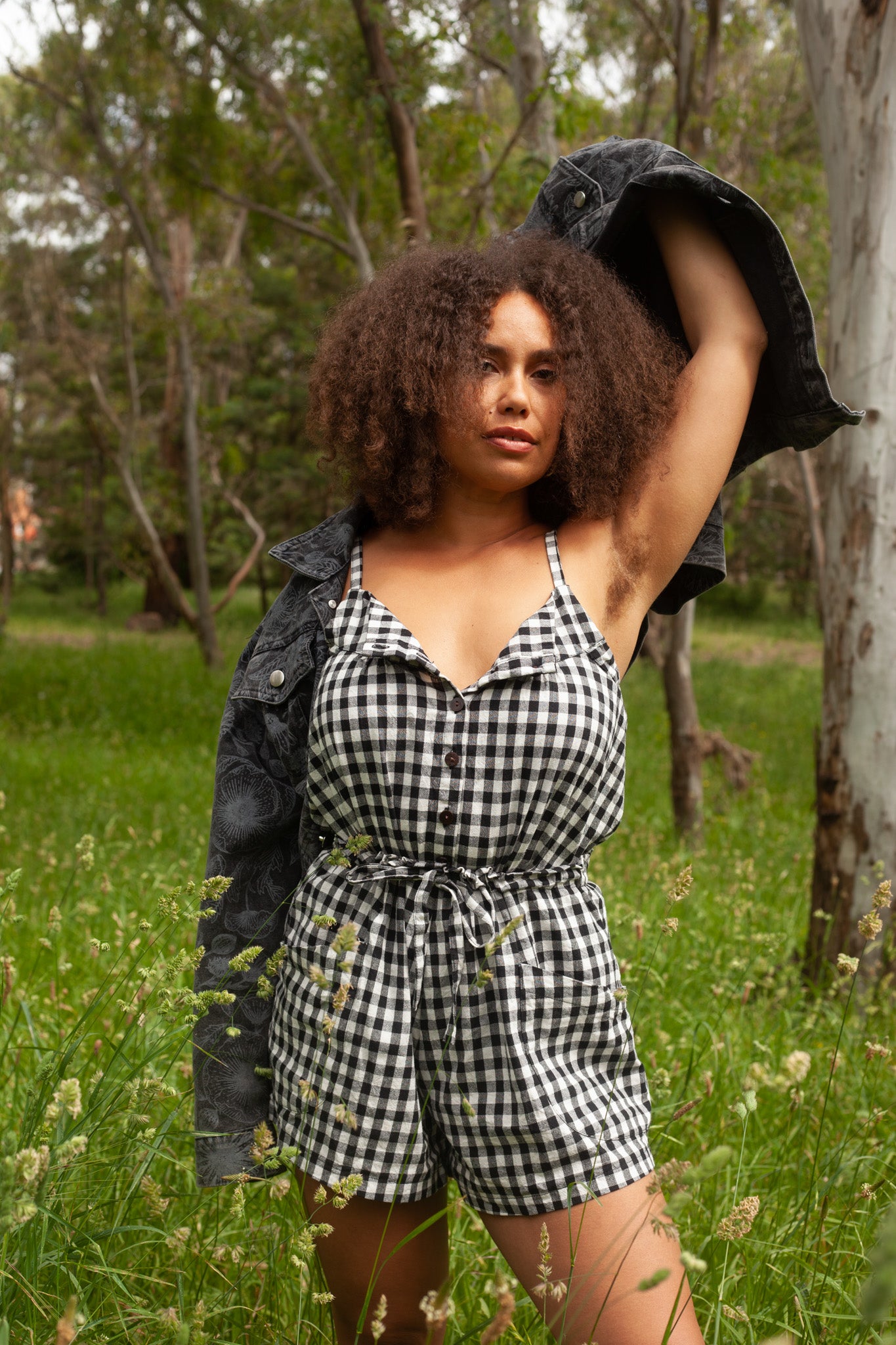 Black Gingham Swing Top