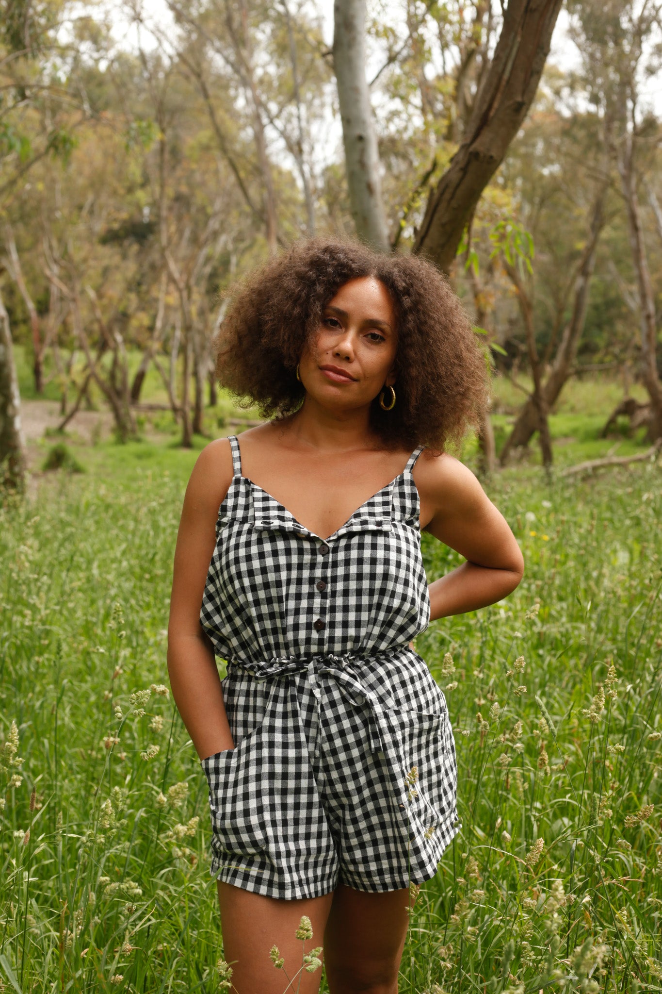 Black Gingham Swing Top