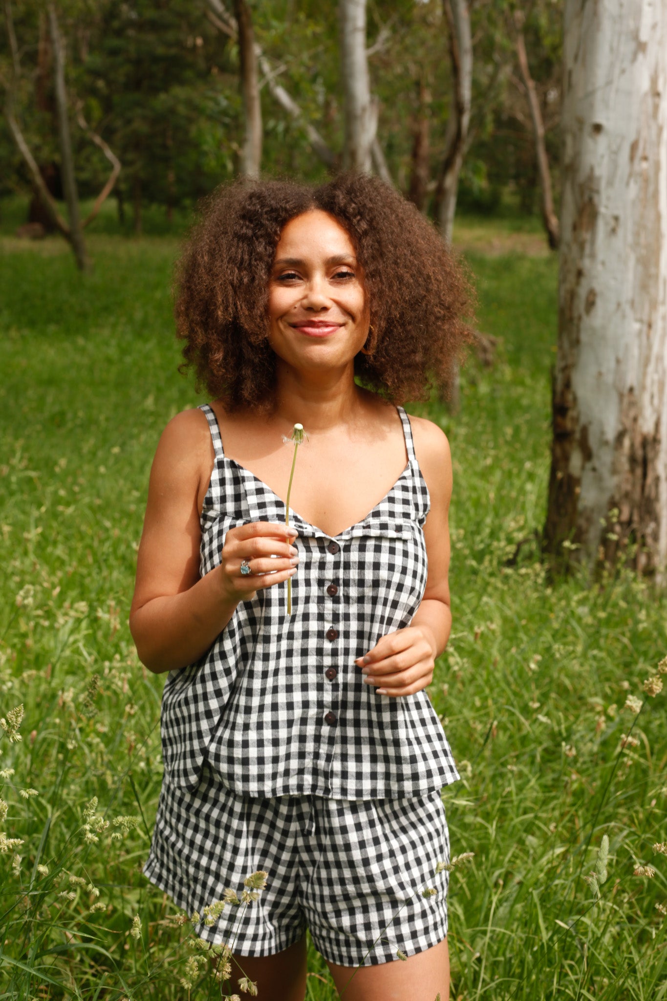 Black Gingham Swing Top