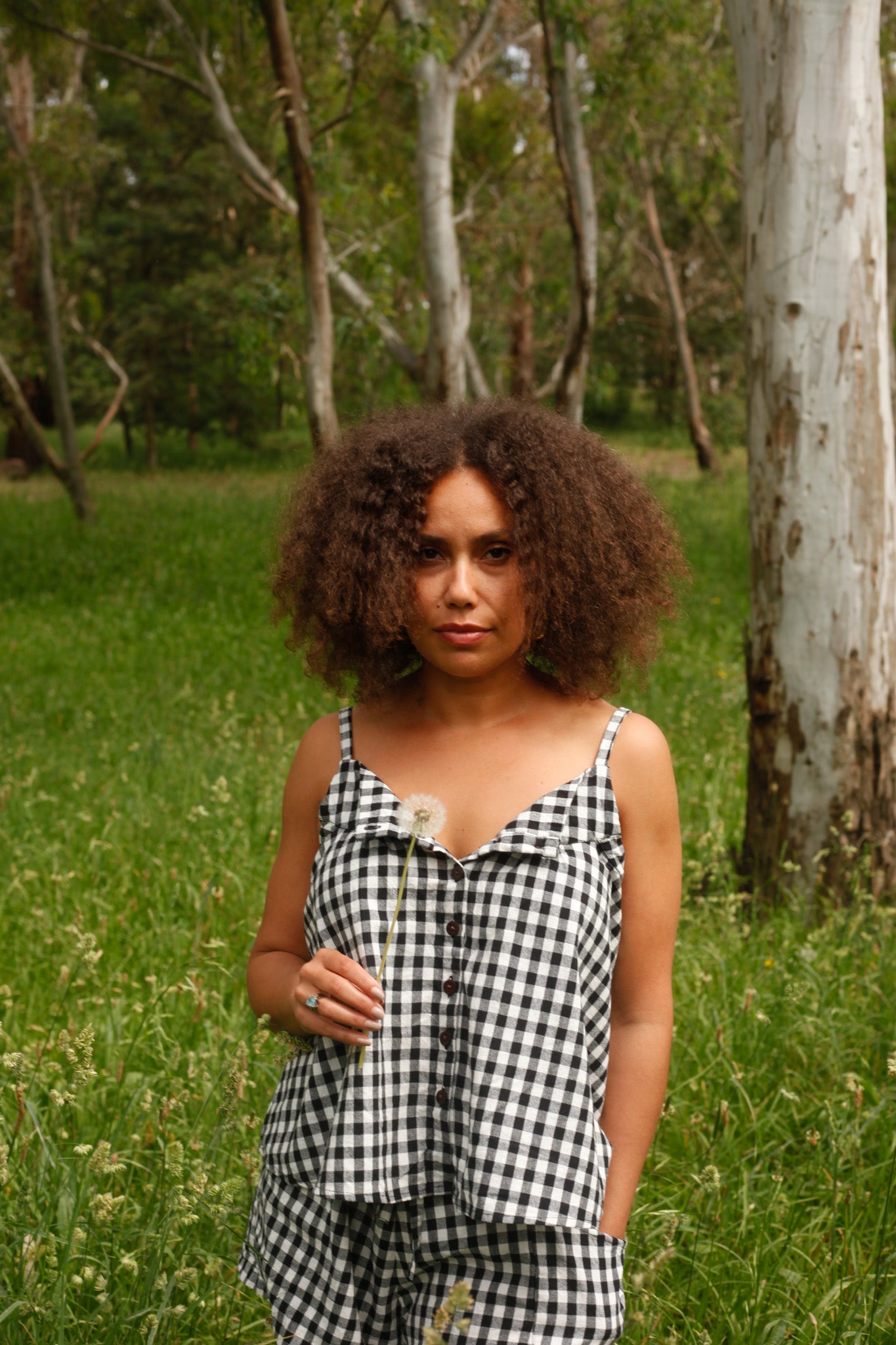 Black Gingham Swing Top