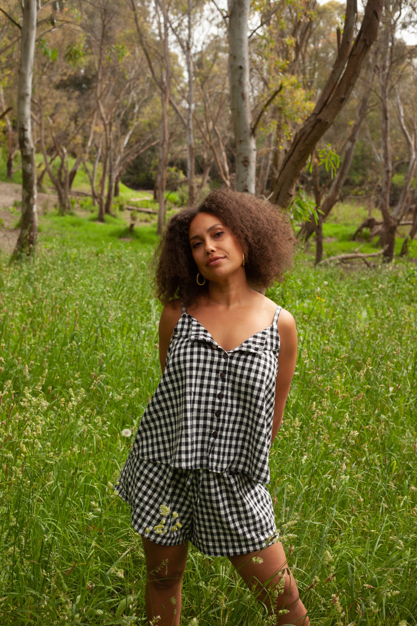 Black Gingham Swing Top